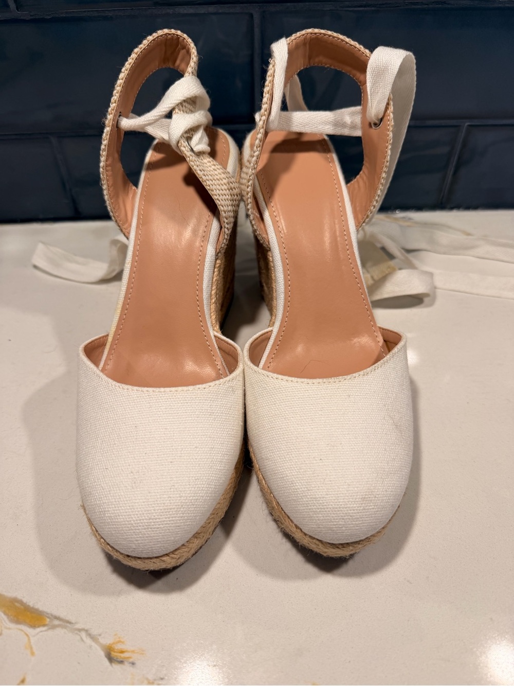 Women’s Canvas Espadrille Wedge Sandals - White